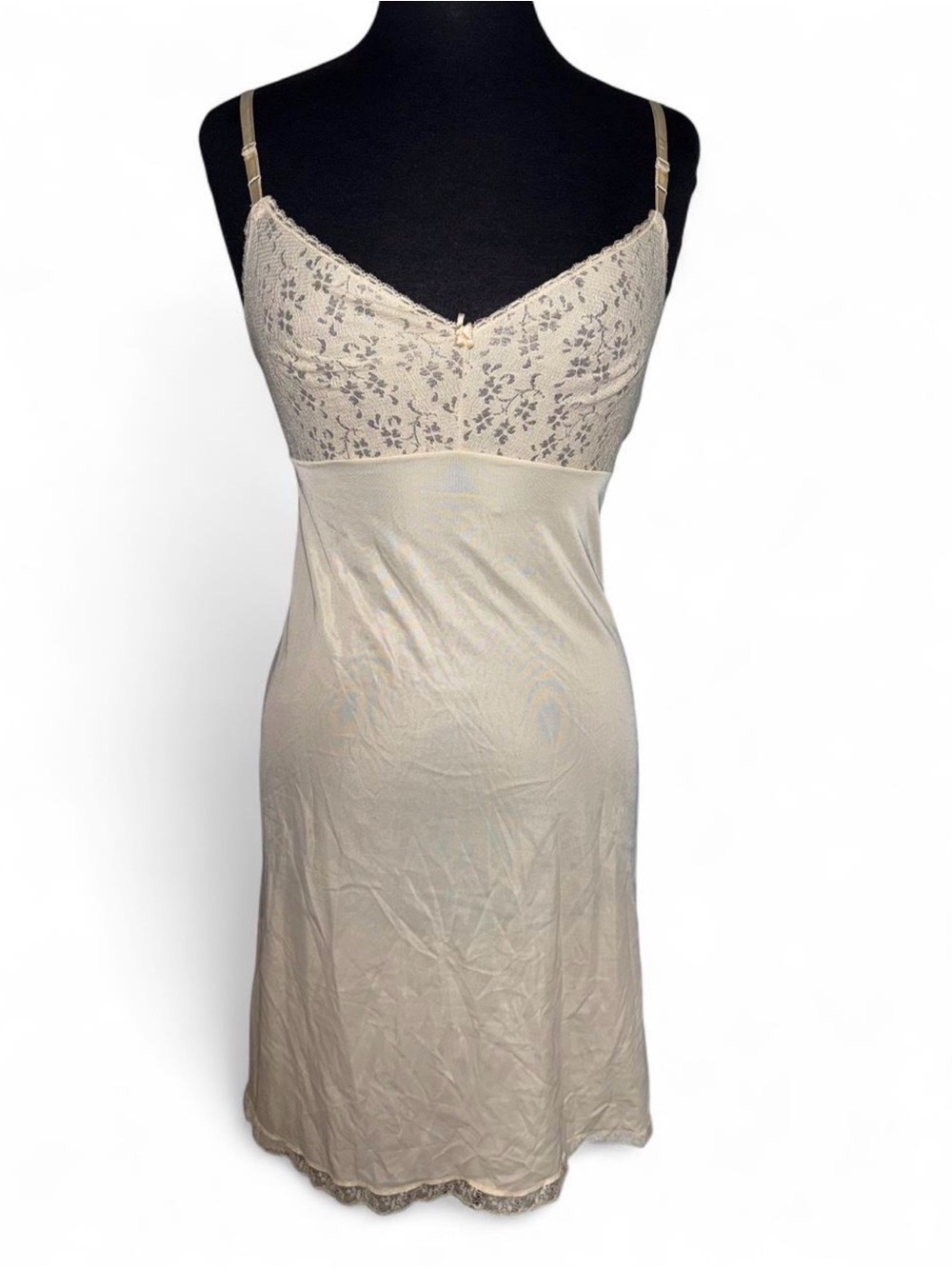Vanity Fair Cream Lace-Top Slip